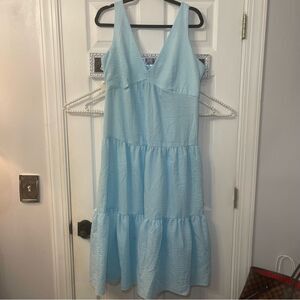 Maison Tara Light Blue and White Gingham Dress